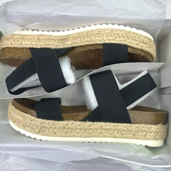 Madden Girl Cassie Platform Espadrille Sandals - Size 8 - Black - Picture 9 of 9